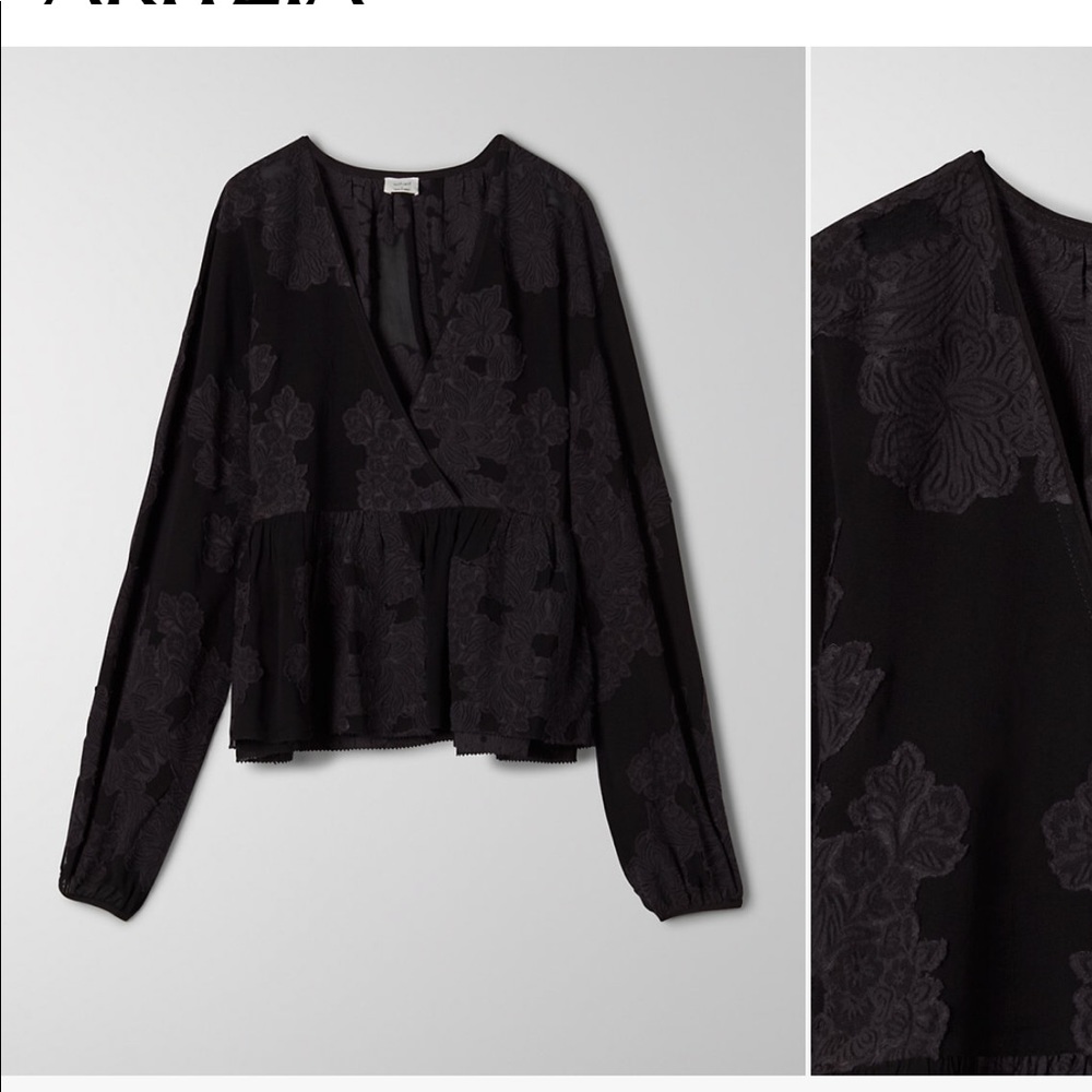 Aritzia Wilfred Floral Peplum Blouse